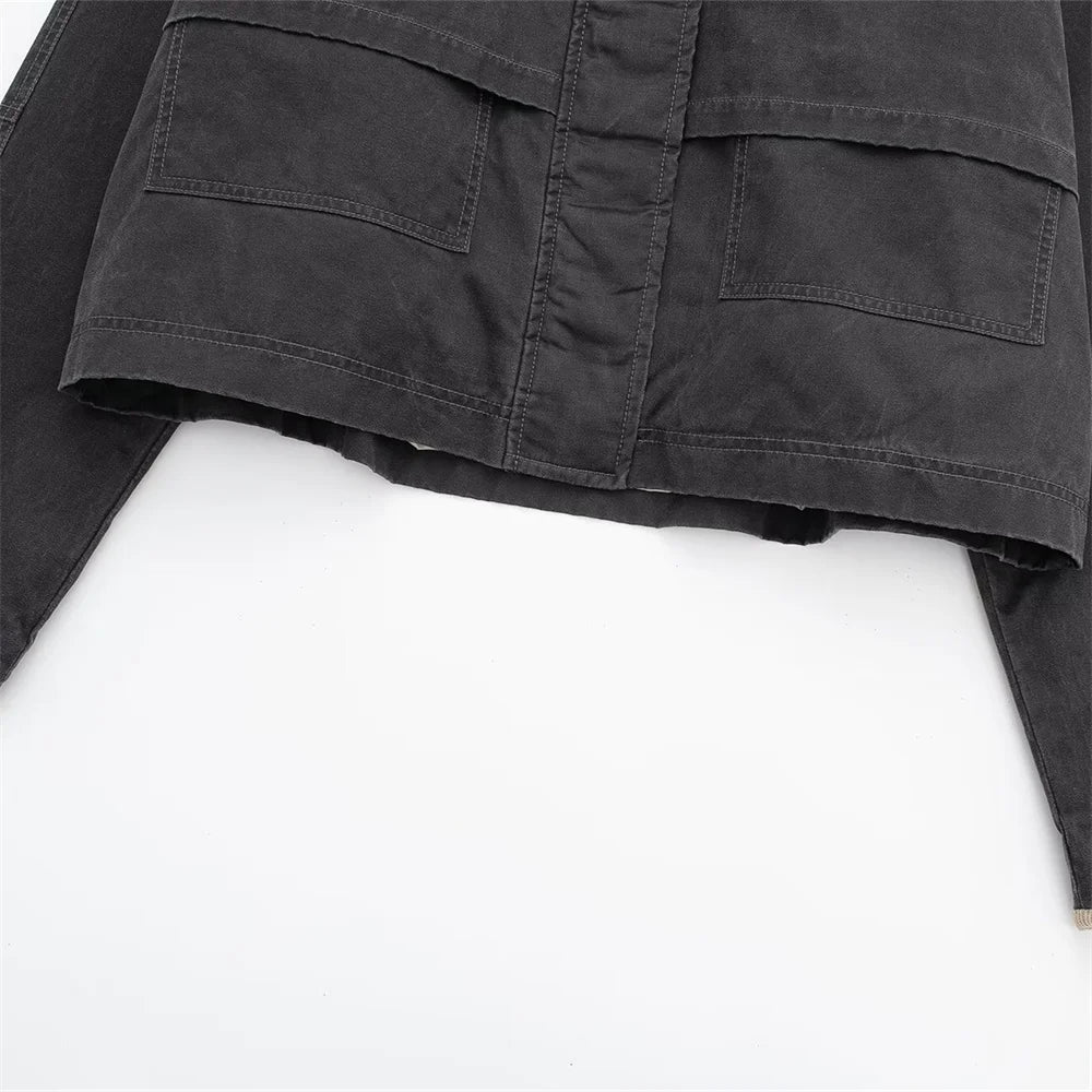 Two-Tone Collar Zip Jacket