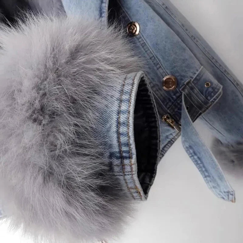 Fur Denim Winter Jacket