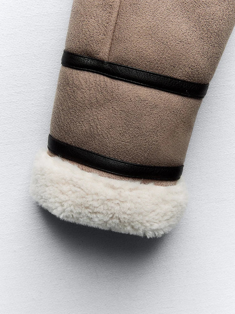 Vintage Faux Leather Shearling Jacket