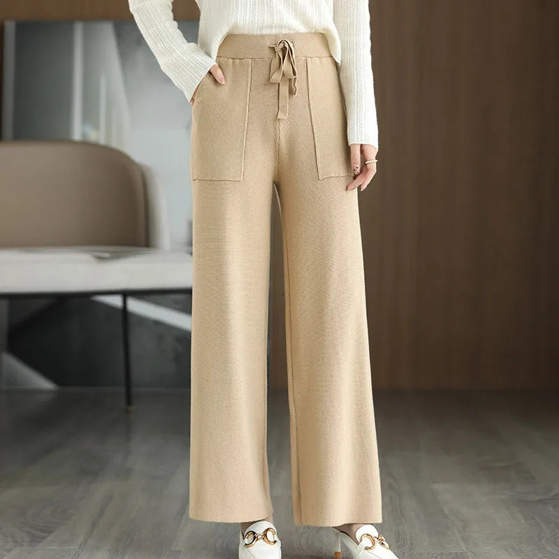 Minimalist Knit Wide-Leg Pants