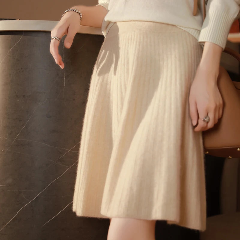 Wool Knit A-Line Office Dress
