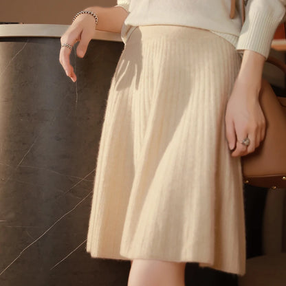Wool Knit A-Line Office Dress