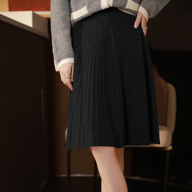 Wool Knit A-Line Office Dress