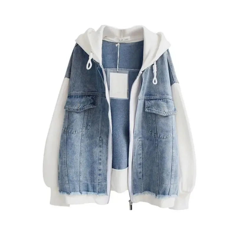 Patchwork Denim Hoodie Jacket