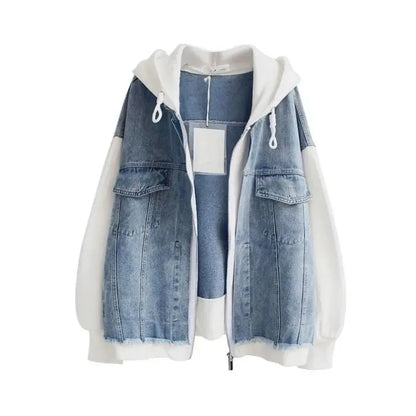Patchwork Denim Hoodie Jacket
