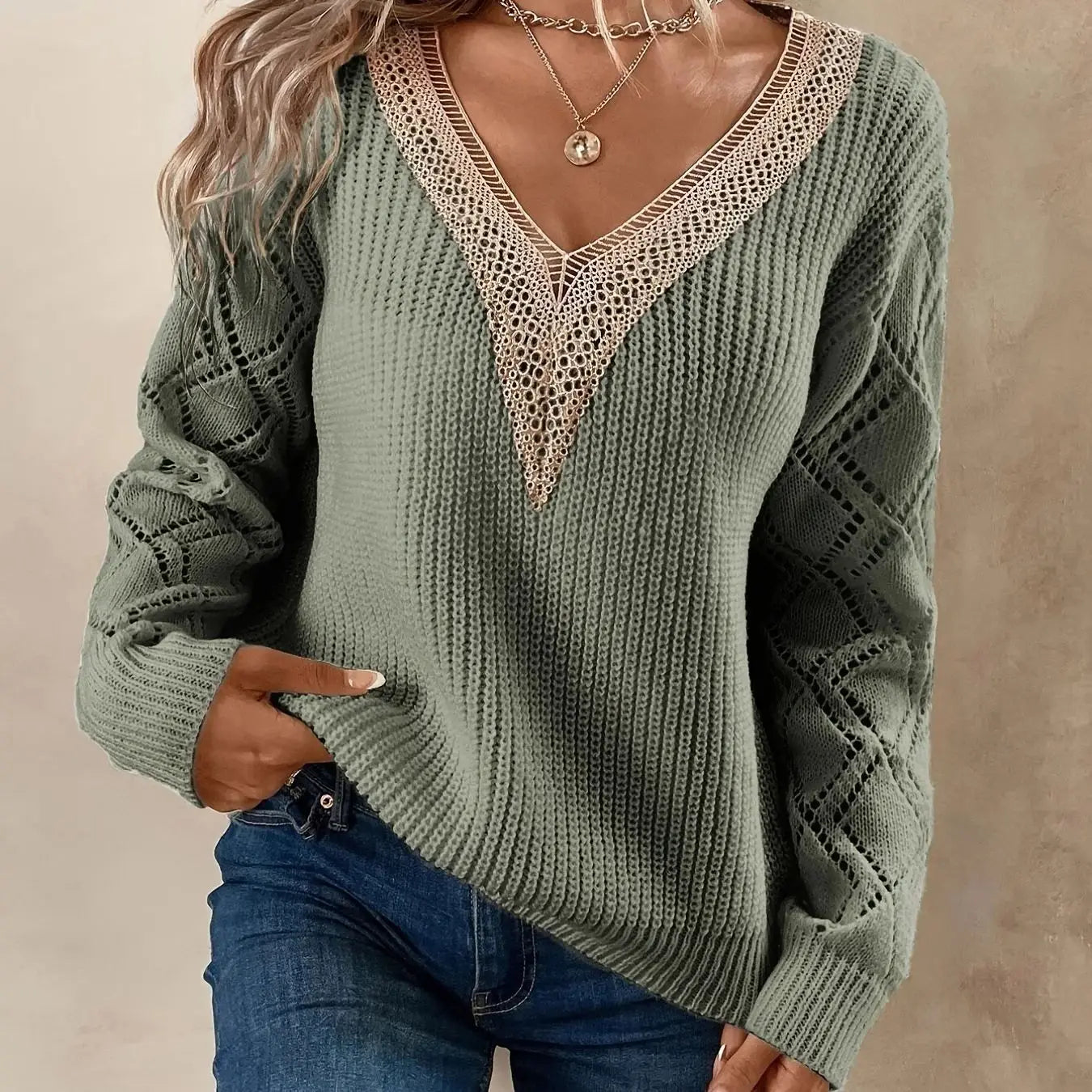 Women’s Loose Knit Lace Sweater