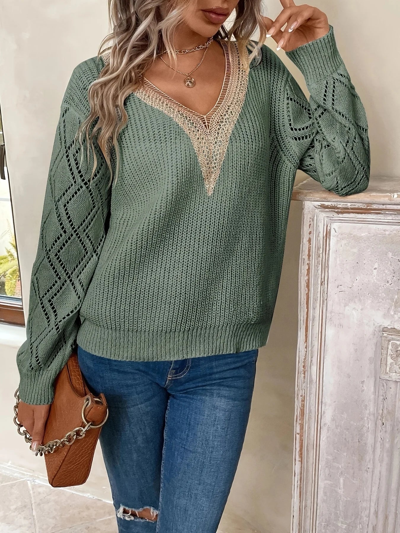 Women’s Loose Knit Lace Sweater