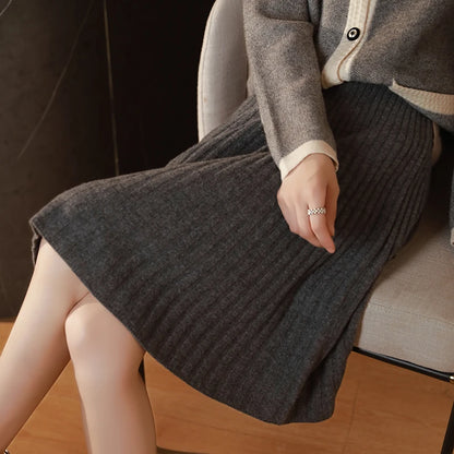 Wool Knit A-Line Office Dress