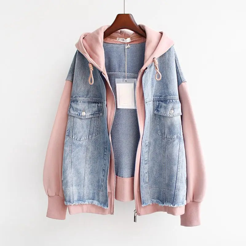 Patchwork Denim Hoodie Jacket