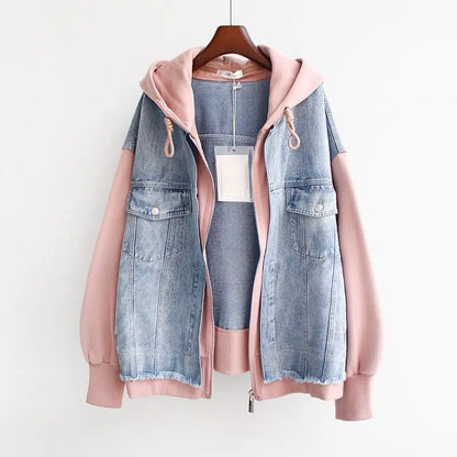 Patchwork Denim Hoodie Jacket