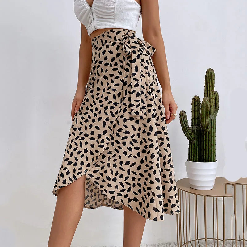 Leopard A-Line Midi Skirt