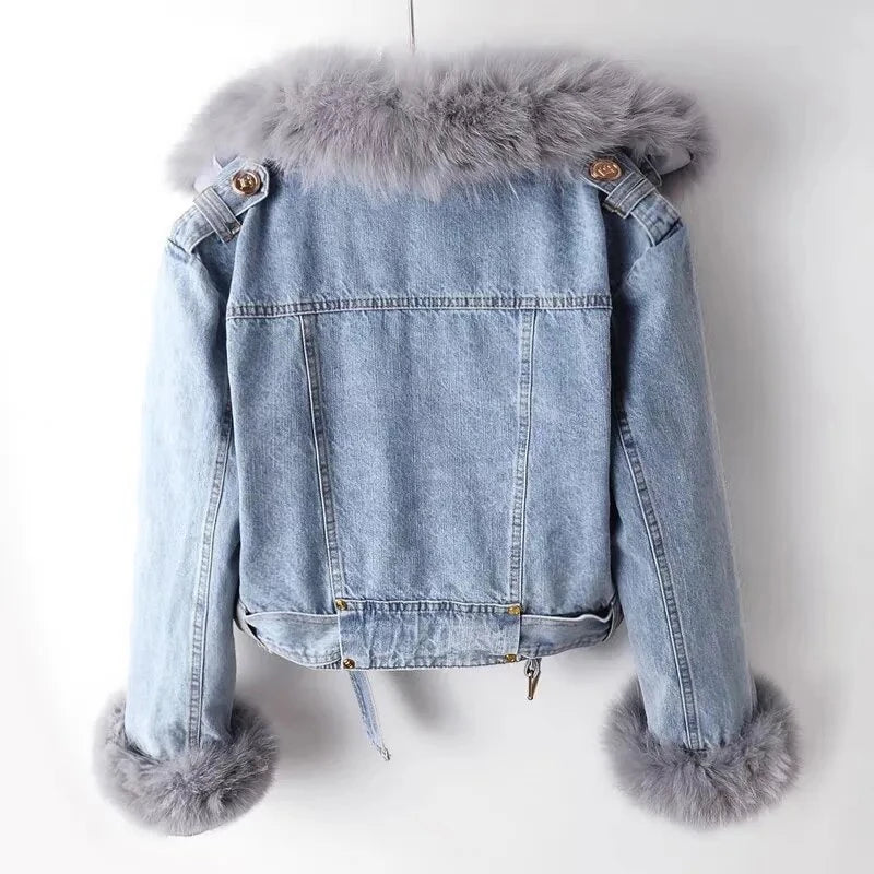 Fur Denim Winter Jacket