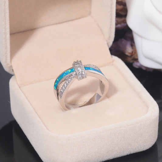Opal & Diamond embedded Ring