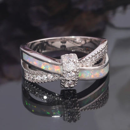 Opal & Diamond embedded Ring