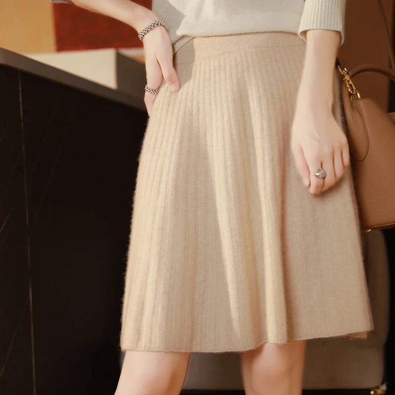 Wool Knit A-Line Office Dress