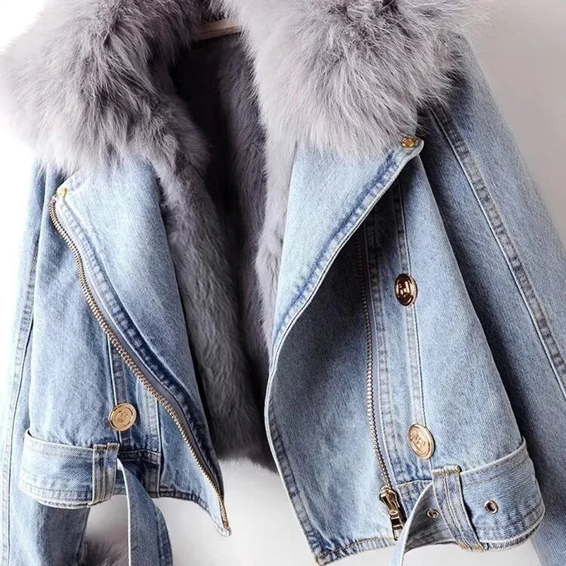 Fur Denim Winter Jacket