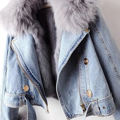 Fur Denim Winter Jacket
