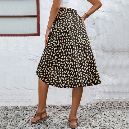 Leopard A-Line Midi Skirt