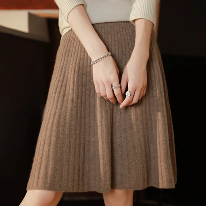 Wool Knit A-Line Office Dress