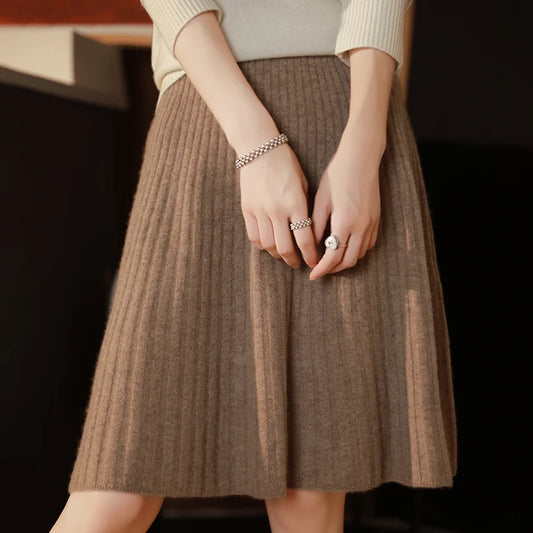 Wool Knit A-Line Office Dress