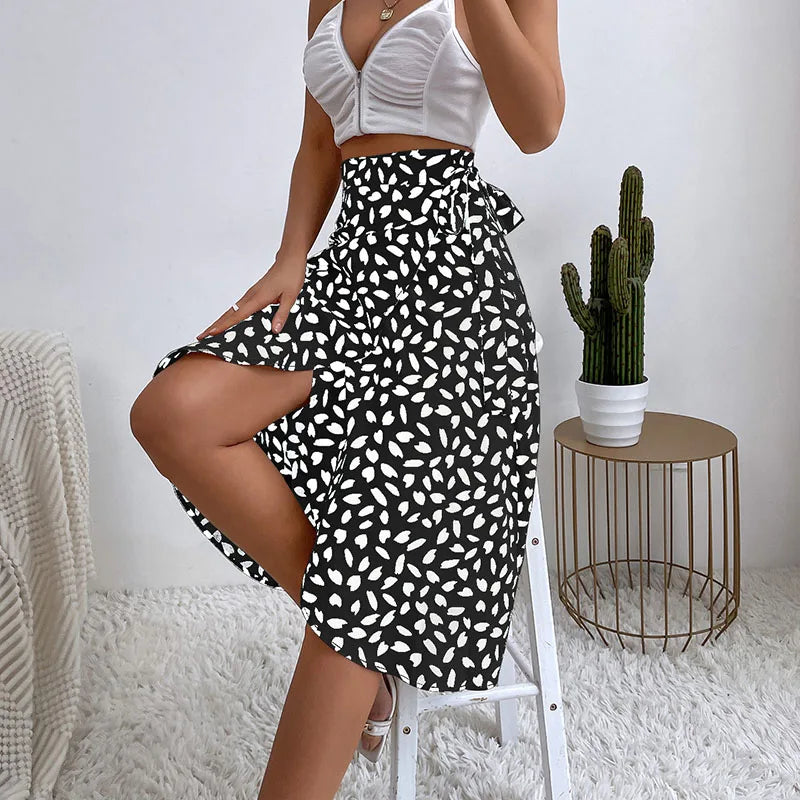 Leopard A-Line Midi Skirt