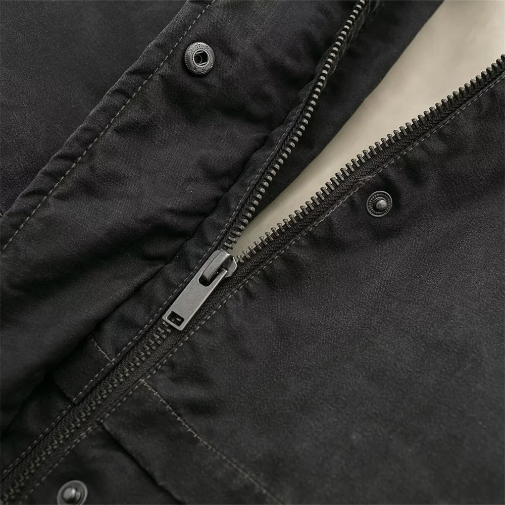 Two-Tone Collar Zip Jacket