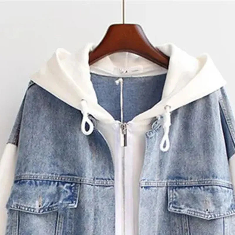 Patchwork Denim Hoodie Jacket
