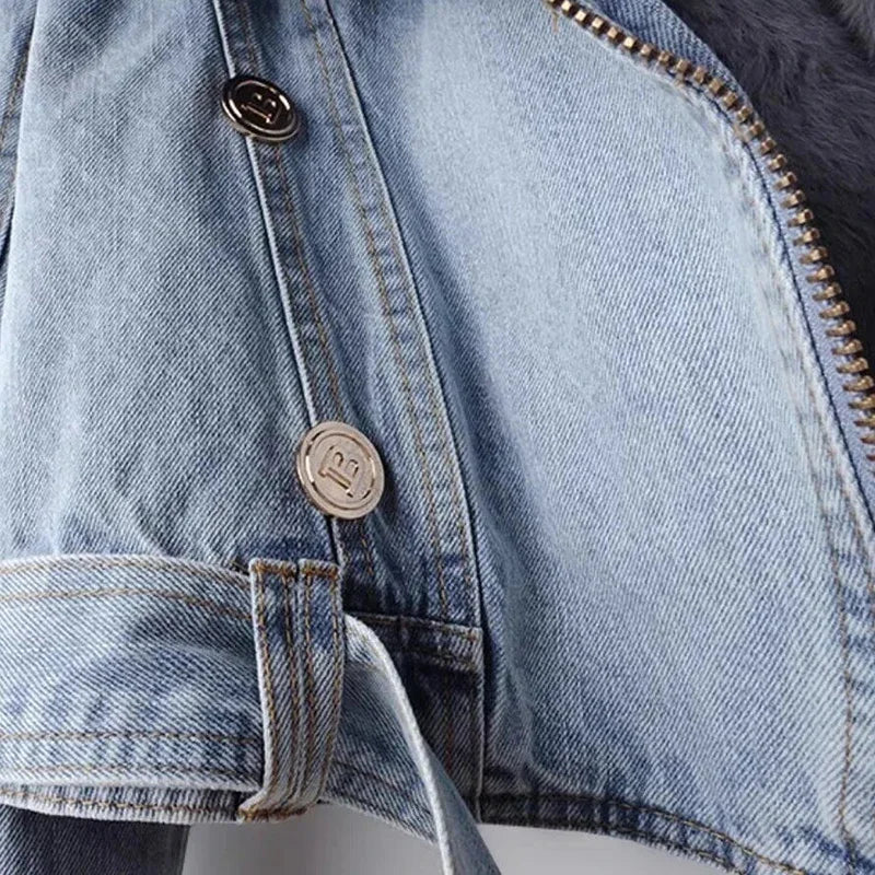 Fur Denim Winter Jacket