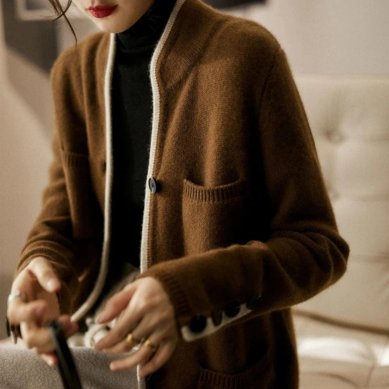 Korean Patchwork Knit Cardigan