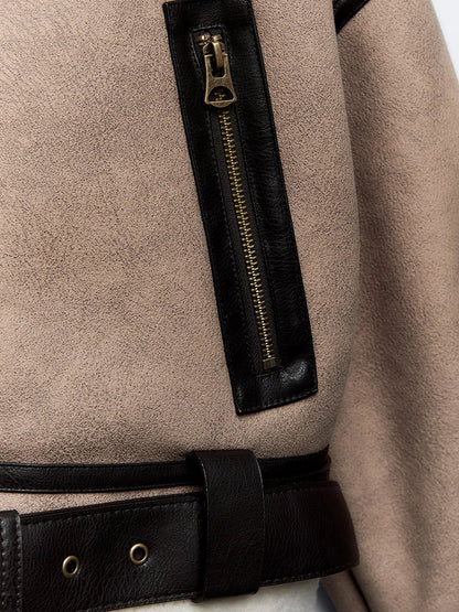 Vintage Faux Leather Shearling Jacket