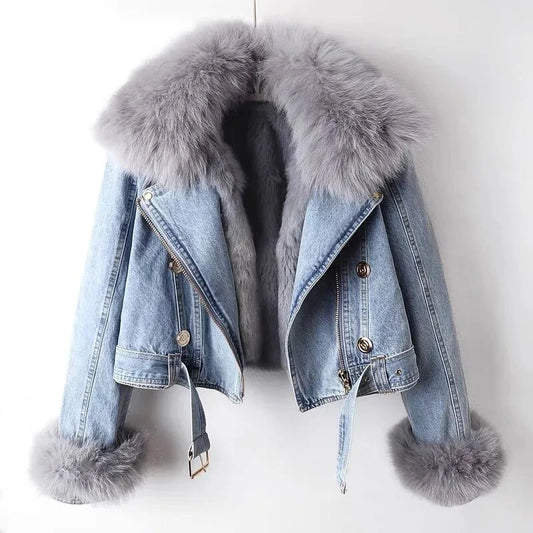 Fur Denim Winter Jacket