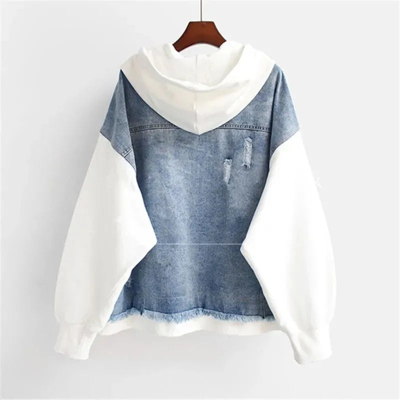 Patchwork Denim Hoodie Jacket