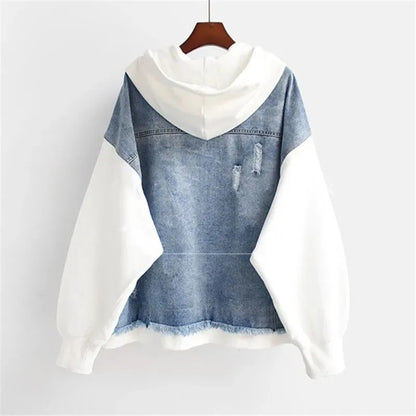 Patchwork Denim Hoodie Jacket