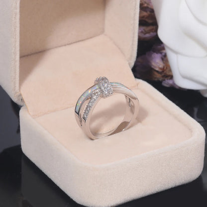 Opal & Diamond embedded Ring