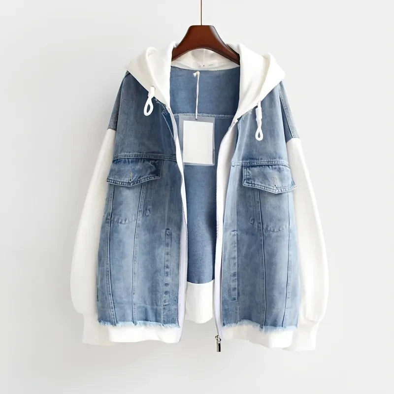 Patchwork Denim Hoodie Jacket