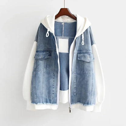 Patchwork Denim Hoodie Jacket